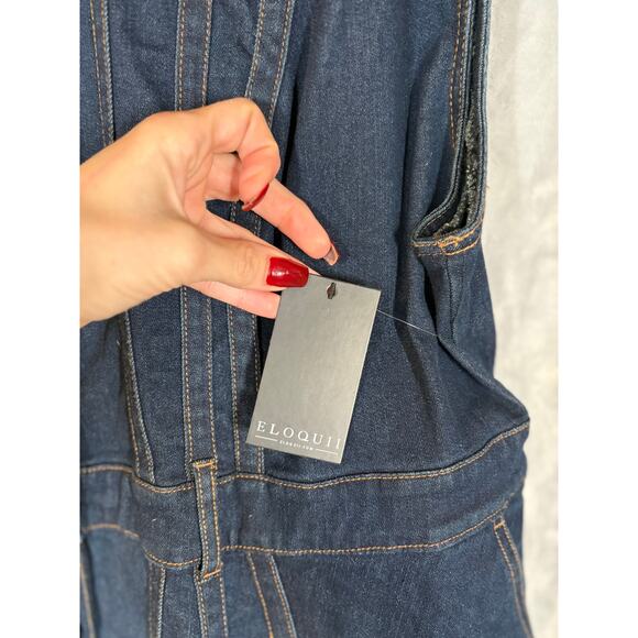 NWT ELOQUII Fit Flare Denim Midi Dress Dark Wash Stretch Casual 3X 24 Plus Curvy - Picture 6 of 11